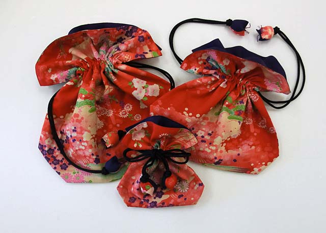 japanese kimono drawstring bag