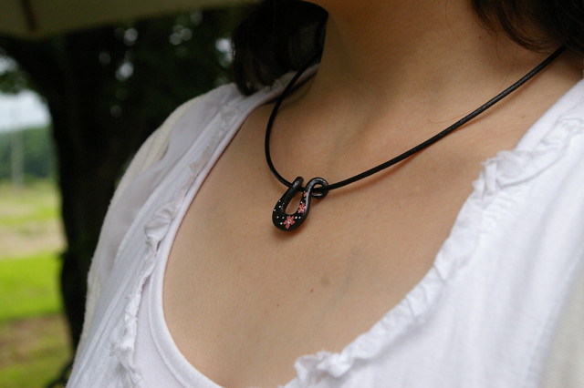 Japanese sakura cherry iron necklace