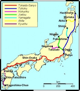 Shinkansen Lines. Credit: Sekicho