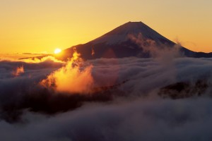 Sunrise in the back of Mt. Fuji