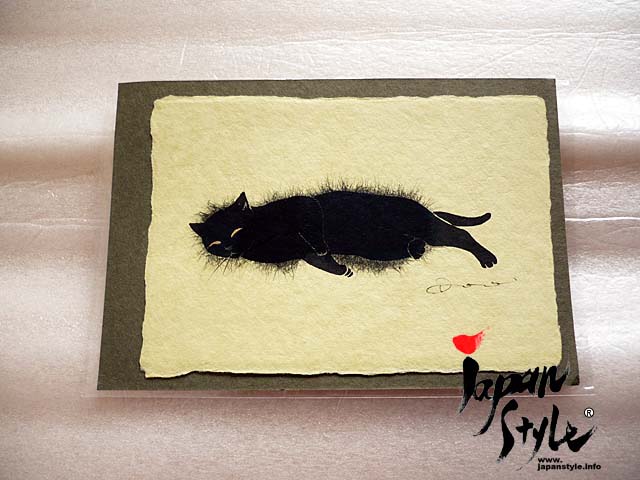 washi paper greeting card cat