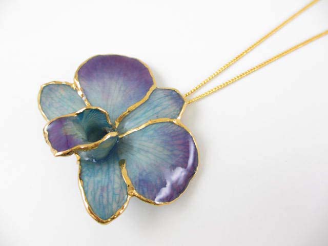 fresh flower pendant orchid blue
