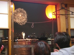 Seeing Fireworks from Yakatabune