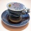 Japanese Shimizu ware Coffee Cup & Saucer Set