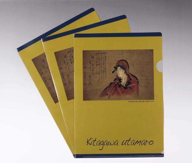 Japanese Ukiyoe Clear File Folder A4 Utamaro Female Stationery Yellow