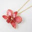 Cute! Glass Coating Fresh Flower Pendant Necklace Orchid